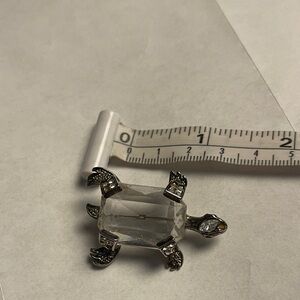 Hare it is! Silver tone Turtle Brooch with Clear Gemstone